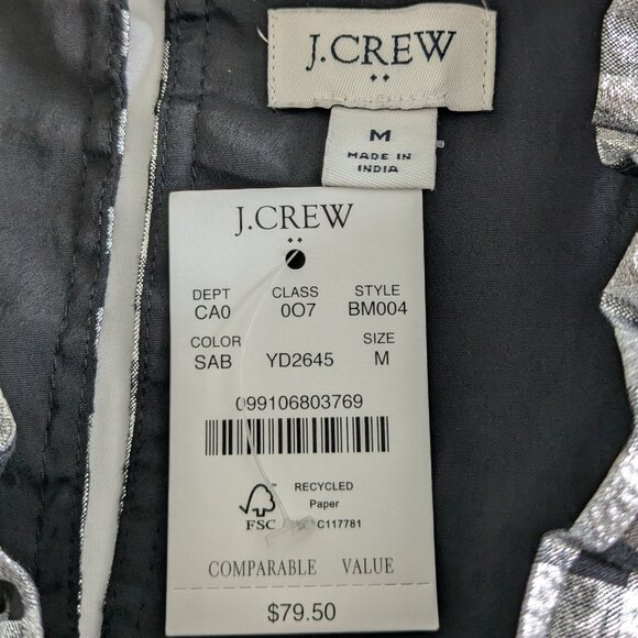 J. Crew Top Women's Medium Silver Black Lurex Sleeveless Metallic Ruffle NWT - Picture 5 of 15